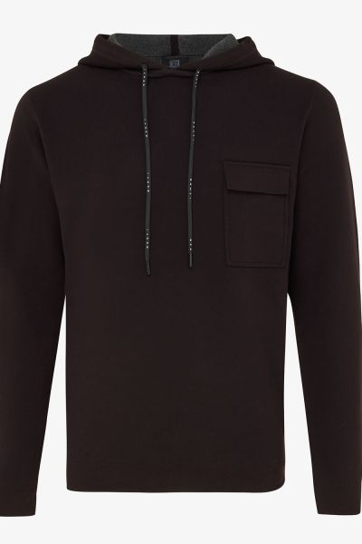 Hoodie interlock donkerbruin