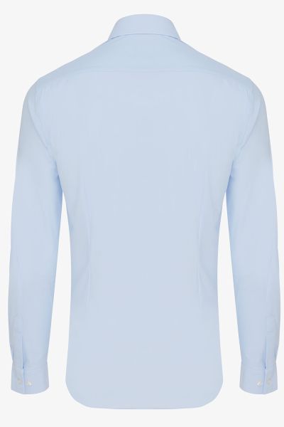 Dynamic skin-fit stretch overhemd lichtblauw