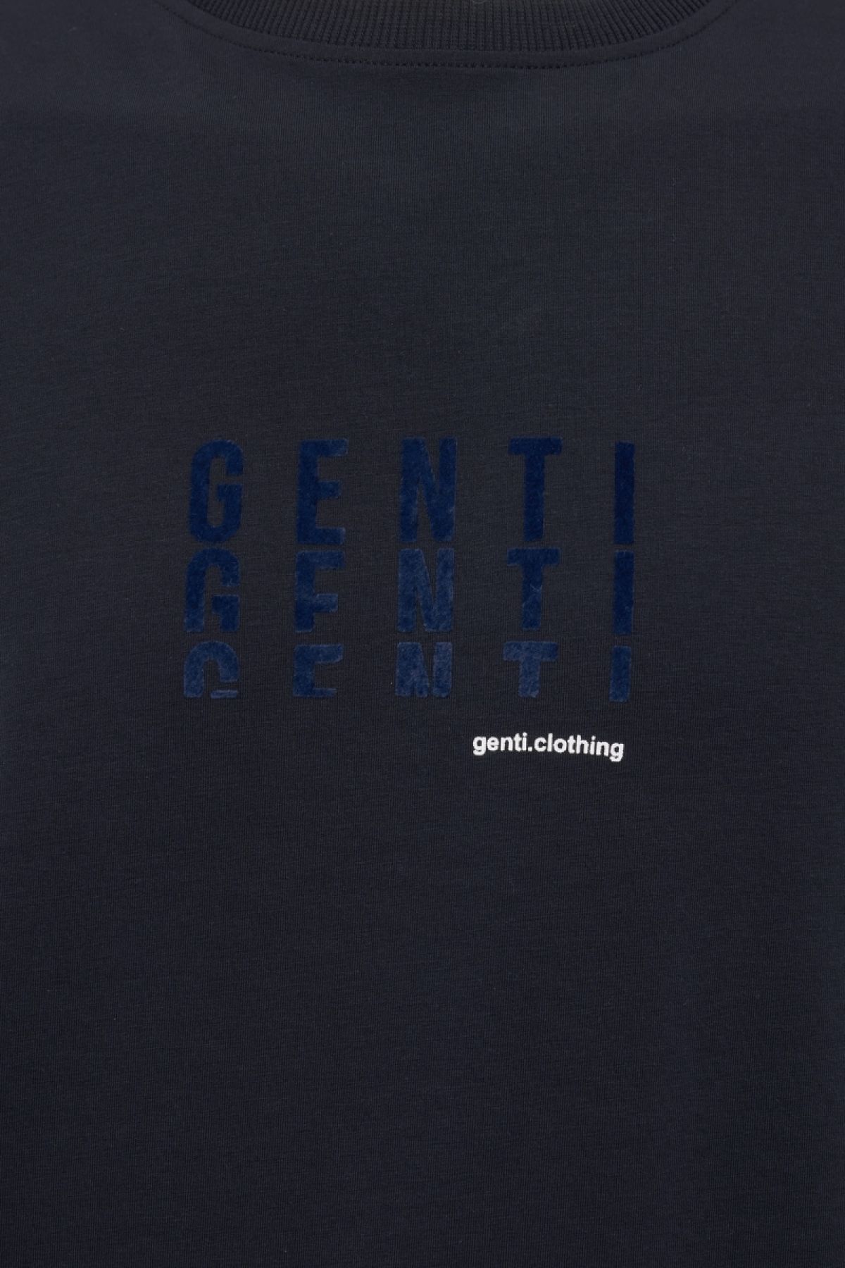 Ice cotton T-shirt print donkerblauw