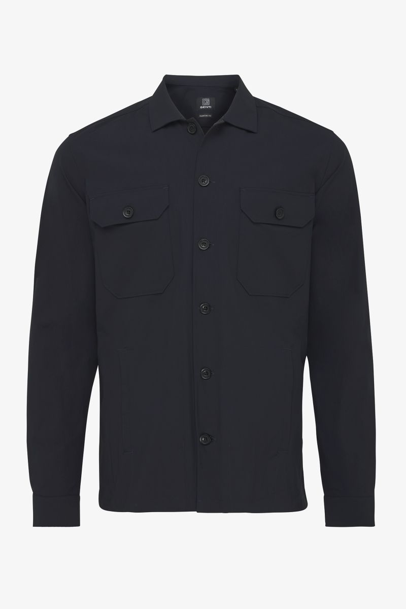 Nylon stretch overshirt donkerblauw