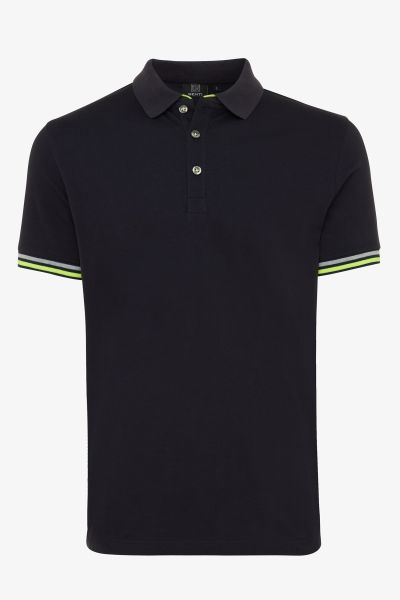 Pique polo neon donkerblauw