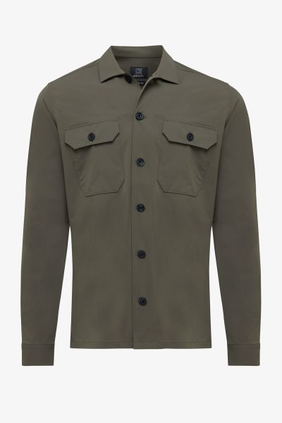 Nylon stretch overshirt donkergroen