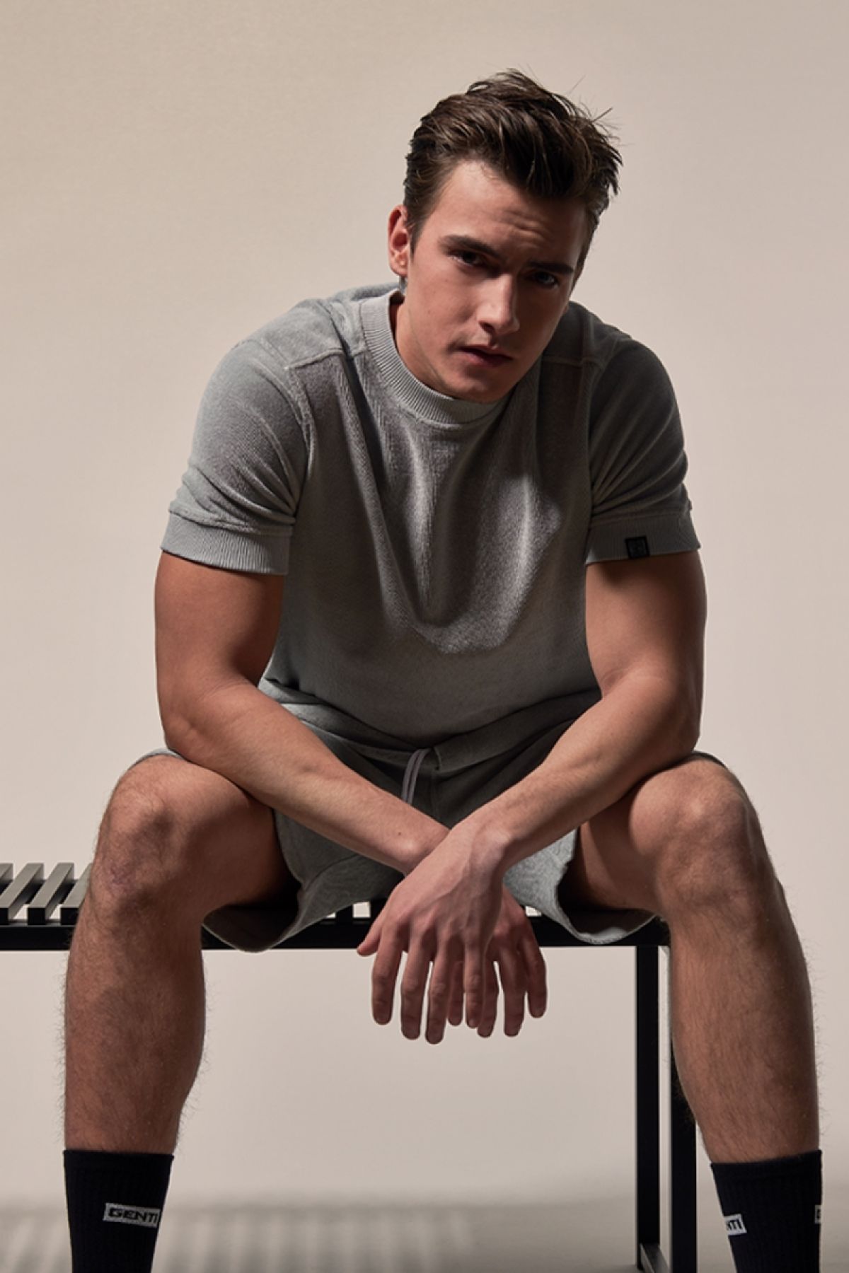 Badstof shorts beige