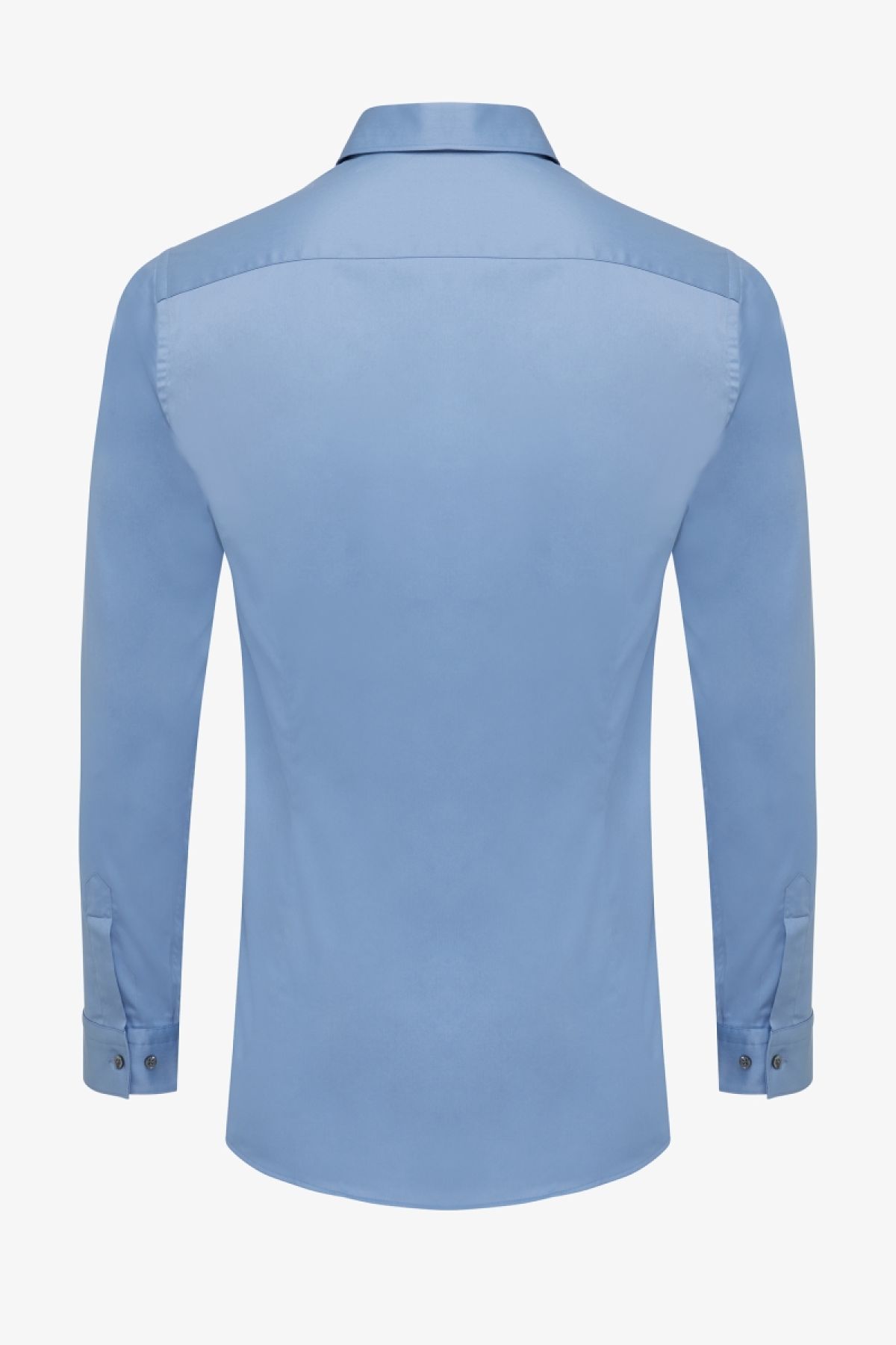 Skin-fit stretch overhemd blauw