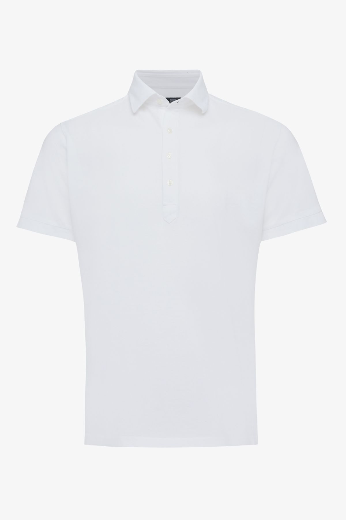 Gewassen pique polo wit