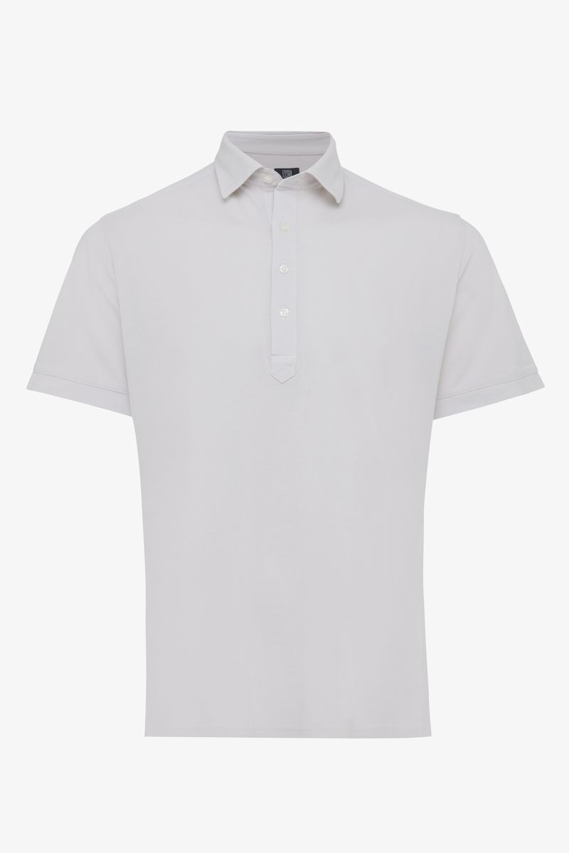 Gewassen pique polo beige