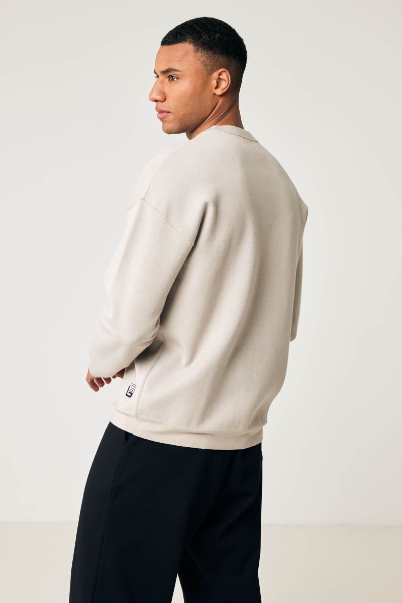 Monogram crewneck pullover beige