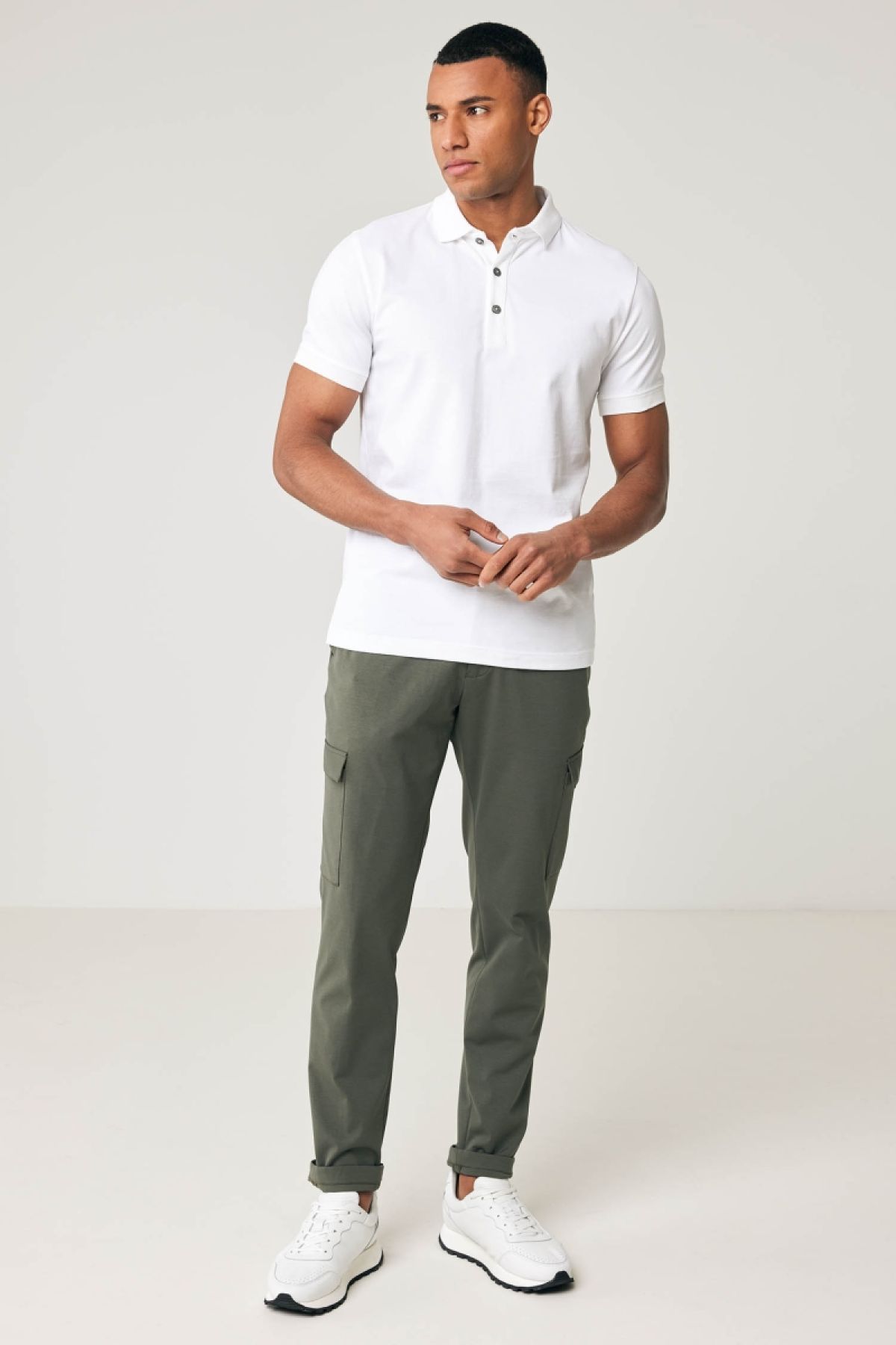 Pique polo short sleeve white