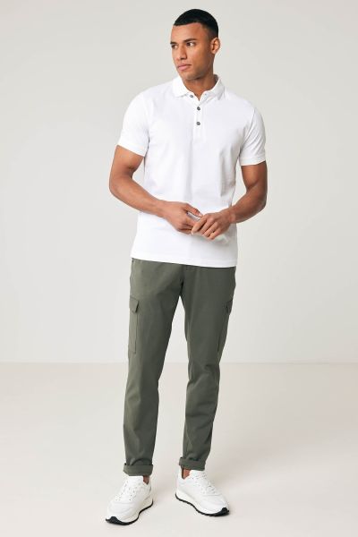 Pique polo short sleeve wit