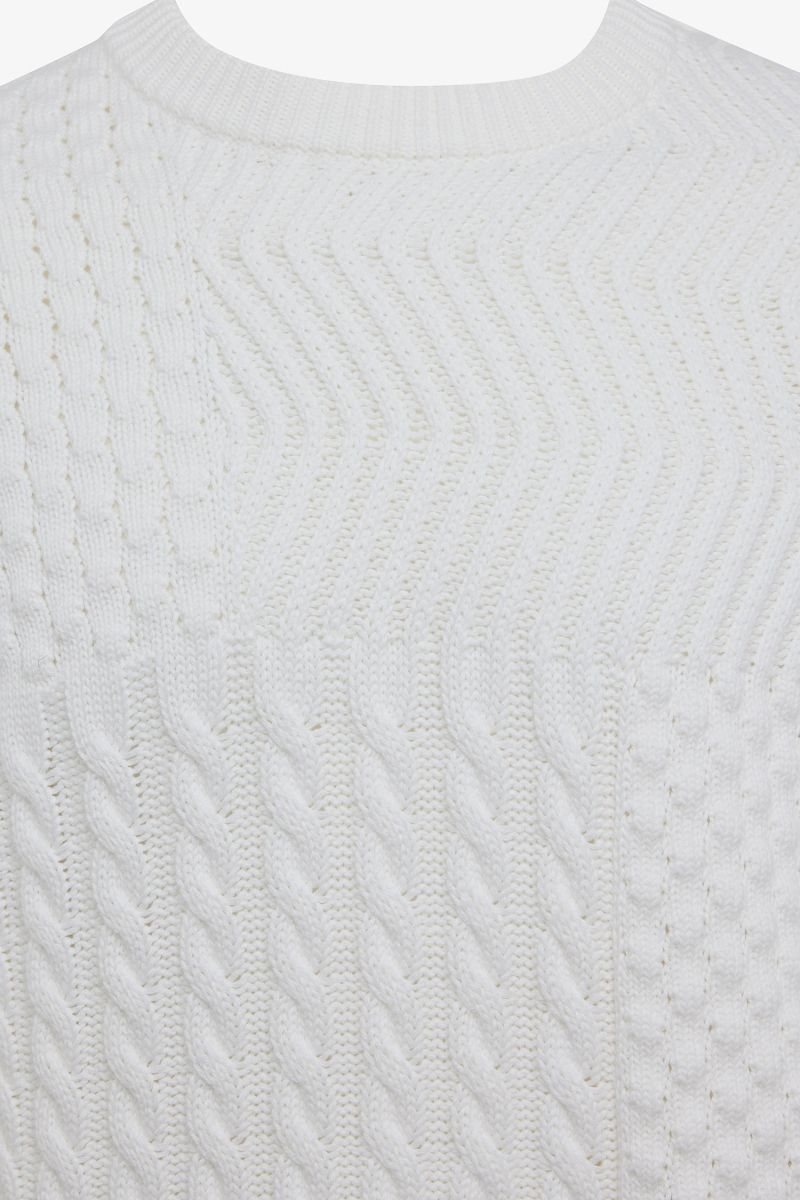 Katoenen kabel pullover wit