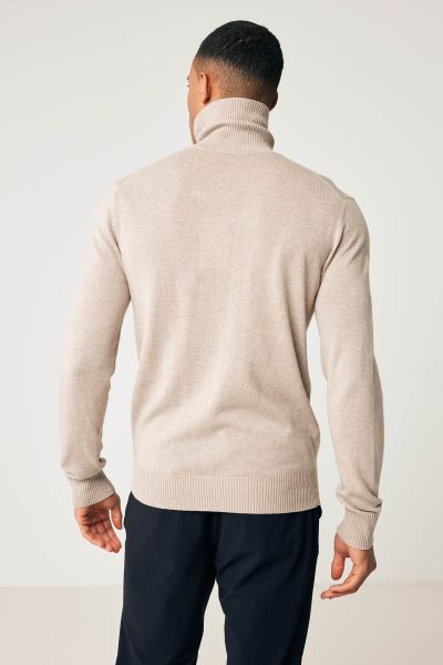 Merino stretch roll neck beige