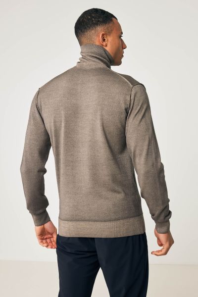Merino stretch roll neck grijs/groen
