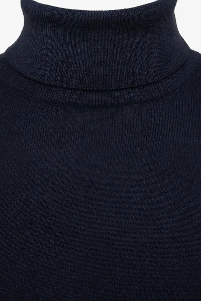 Merino stretch roll neck donkerblauw