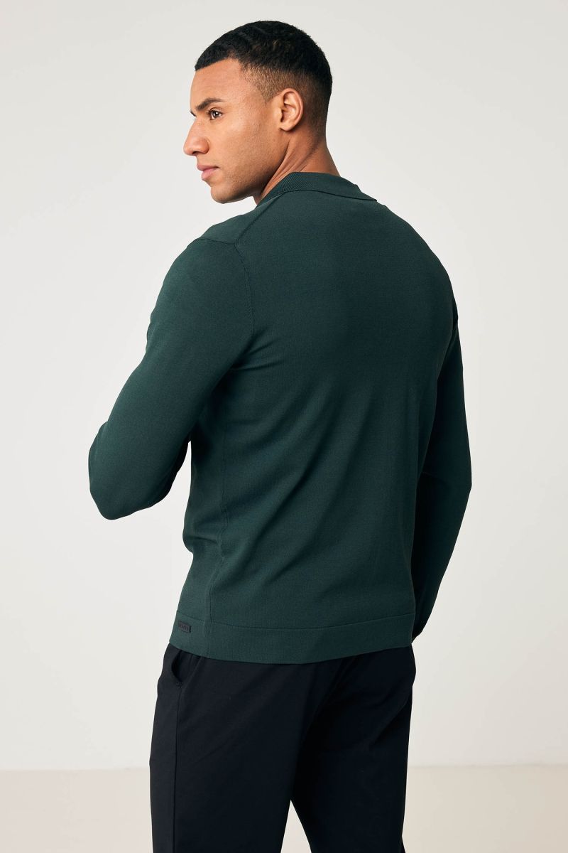 Cool dry cardigan button donkergroen