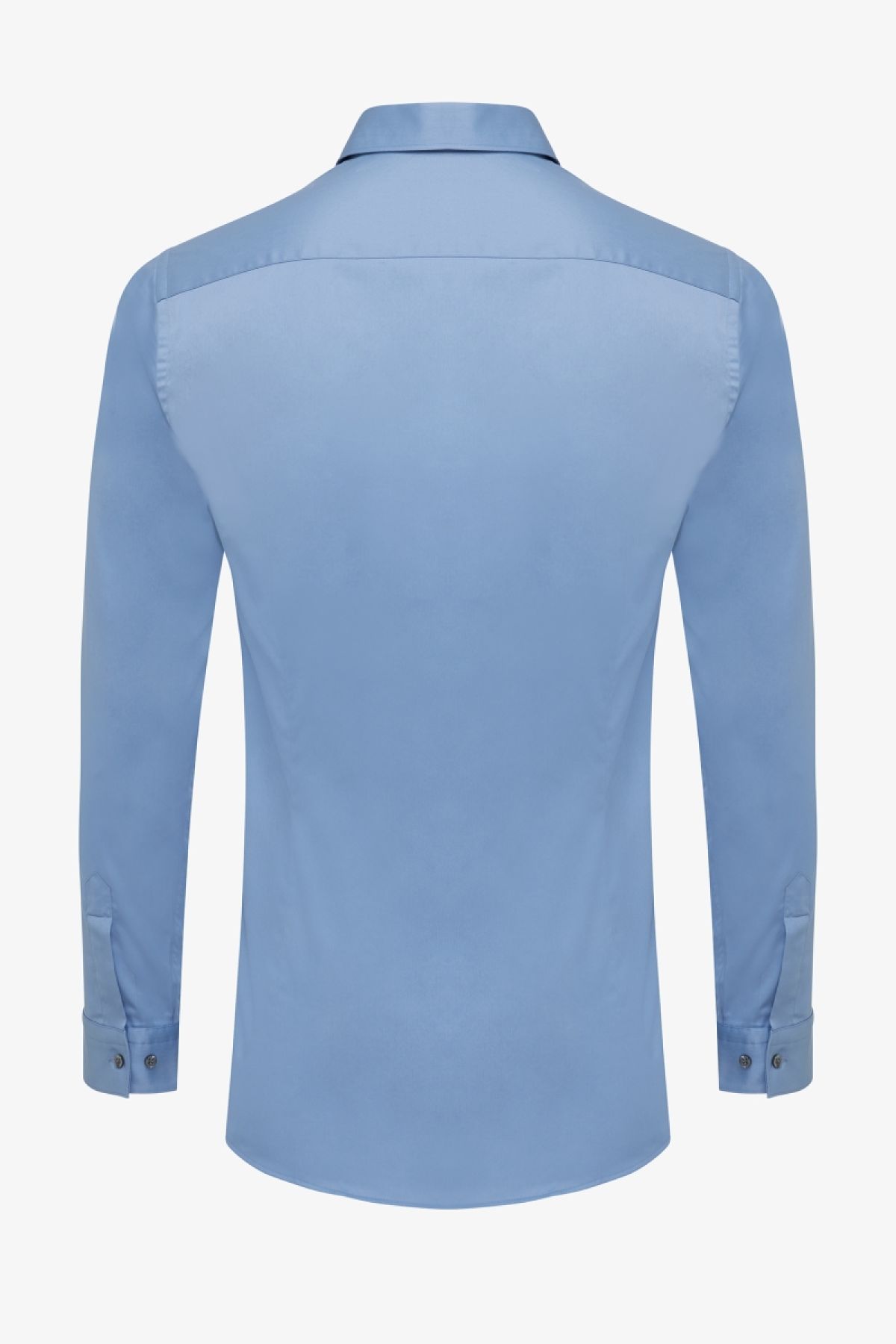 Skin-fit stretch overhemd blauw