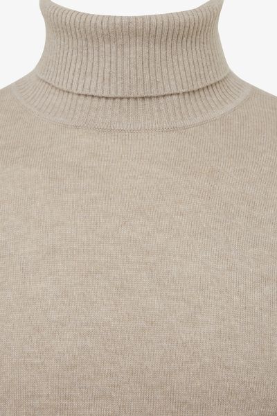 Wol cashmere roll neck beige