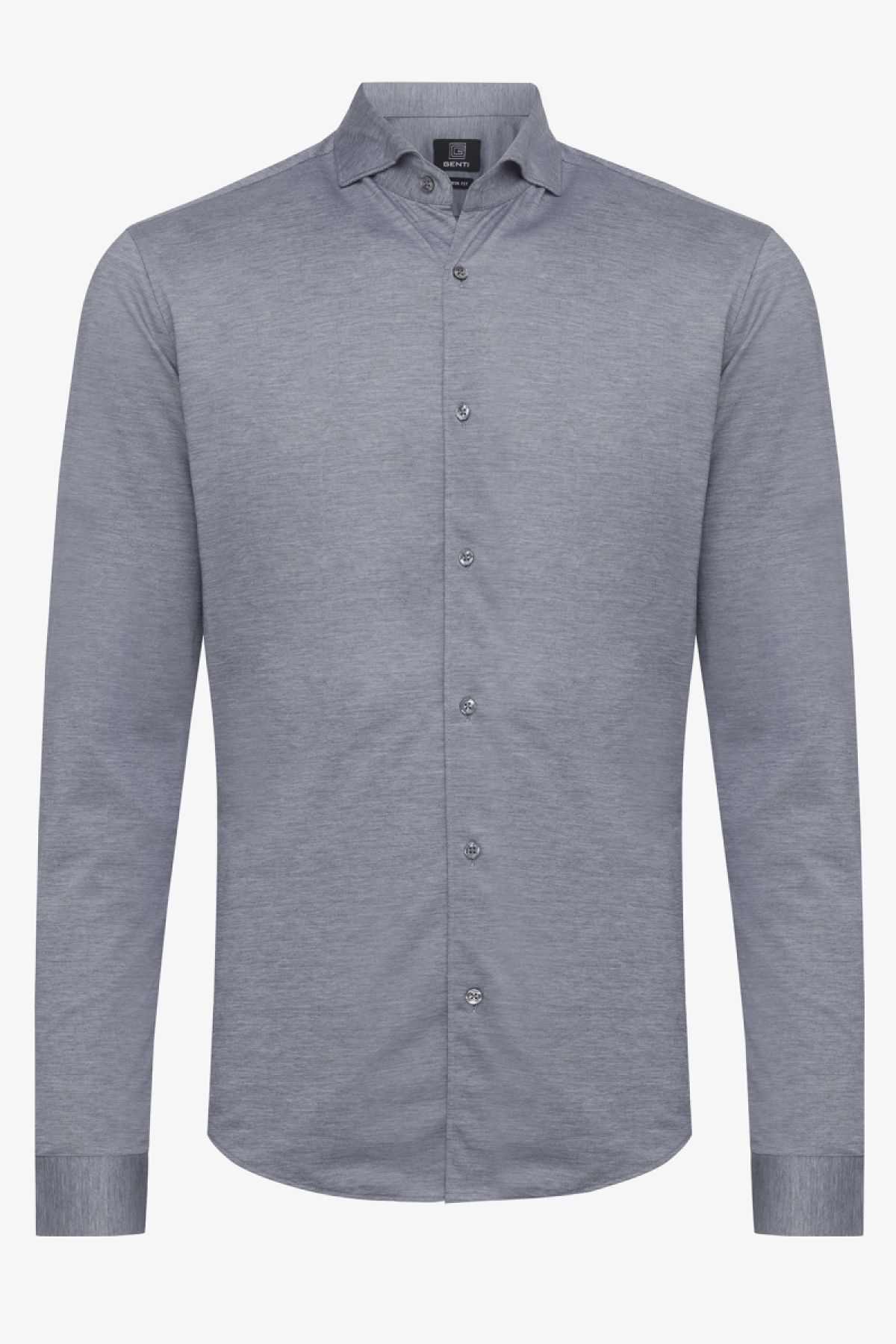 Jersey overhemd grijs/blauw