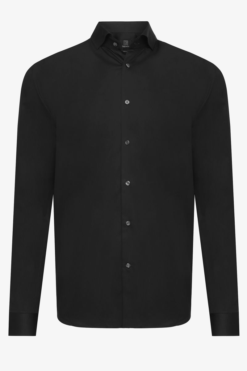 SKIN-FIT stretch overhemd zwart