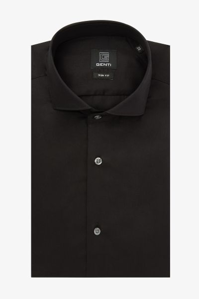 SKIN-FIT stretch overhemd zwart