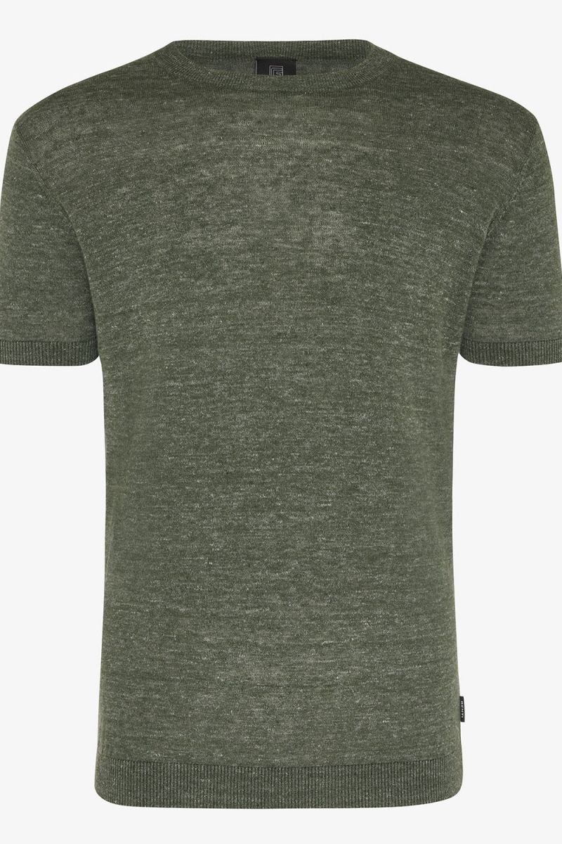 LINNEN T-SHIRT GROEN MELANGE