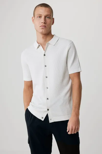 Cool dry polo 8 button off-white