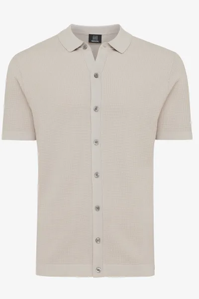 Cool dry polo 8 button beige