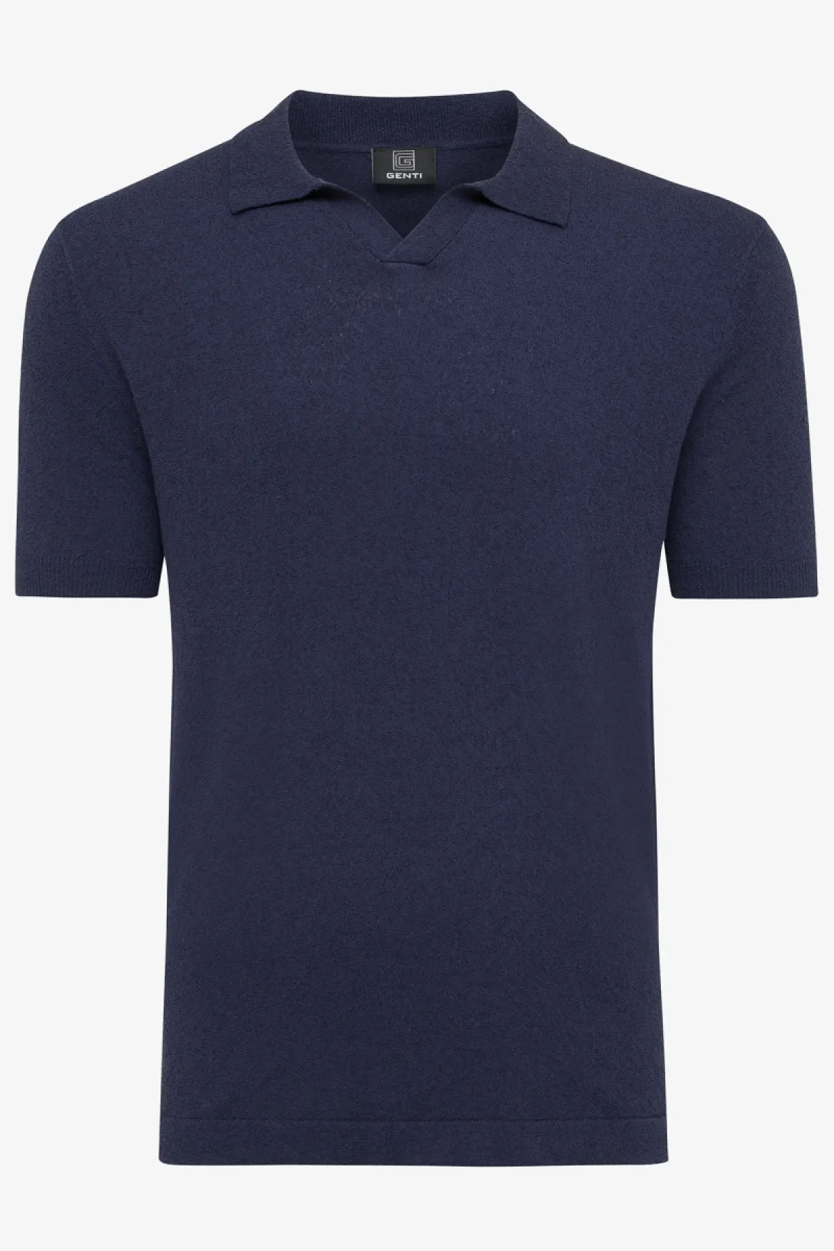 No button polo blauw