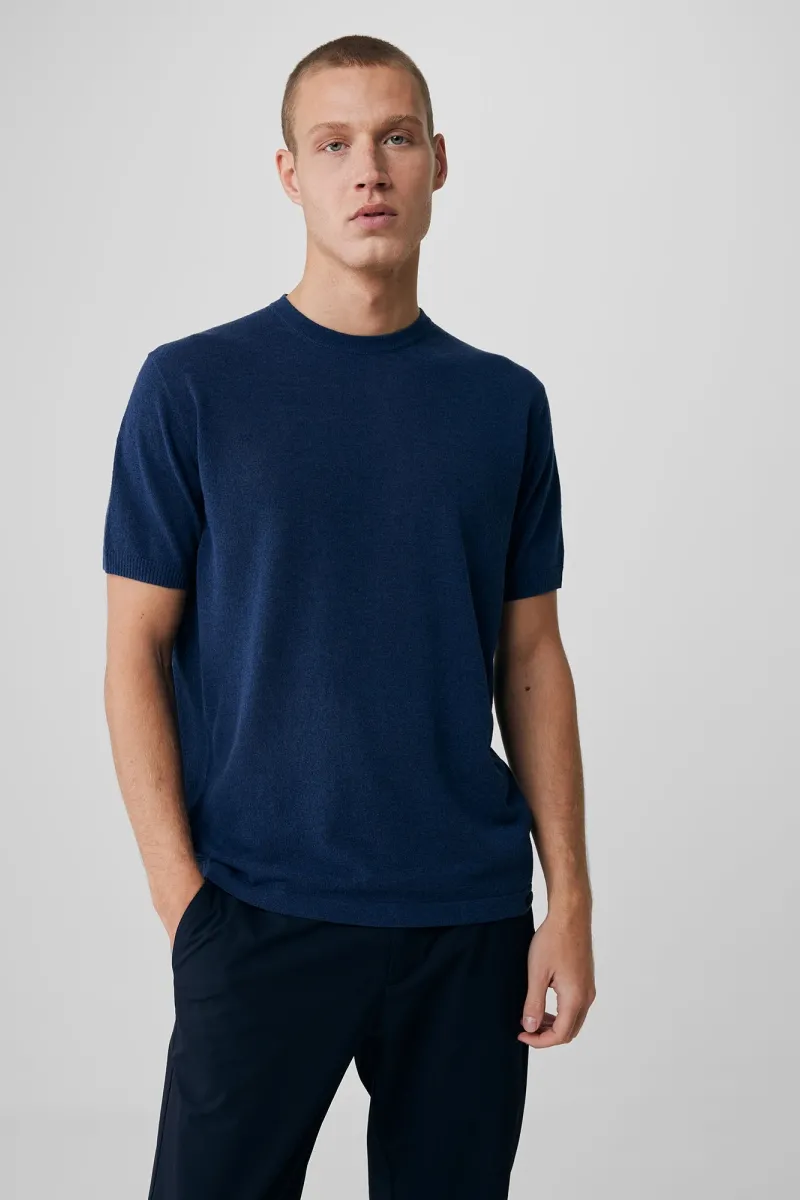 Knittted T-shirt blauw